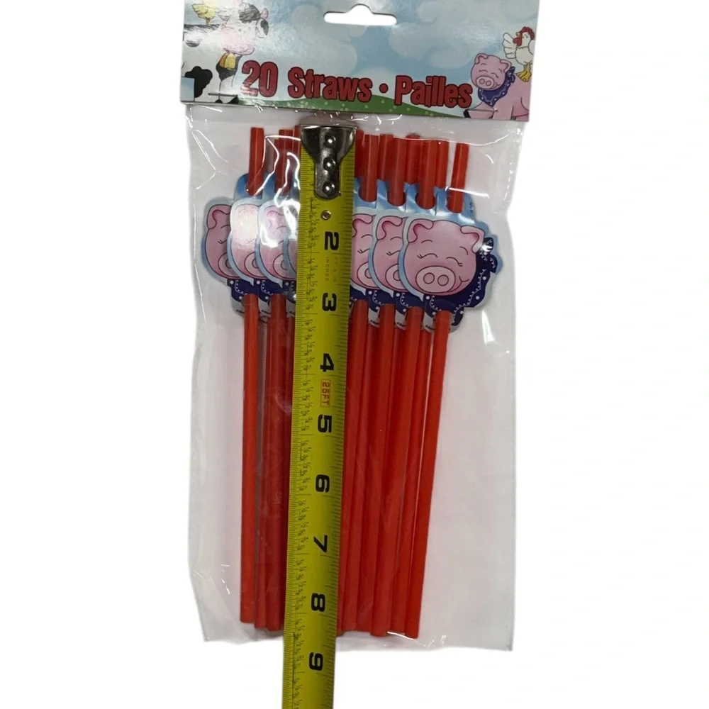 Unique brand set of 20 straws with pig attached brand new in package never used!